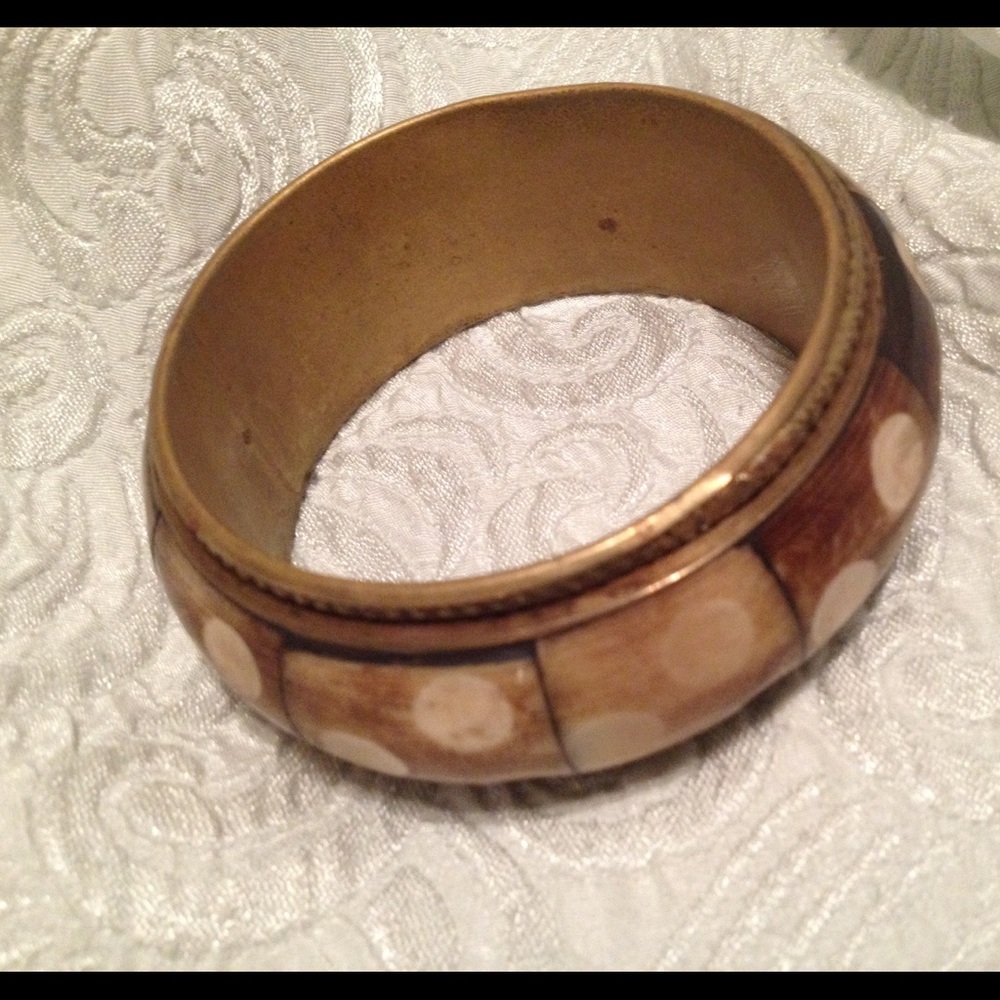 Brass and bone carved bangle